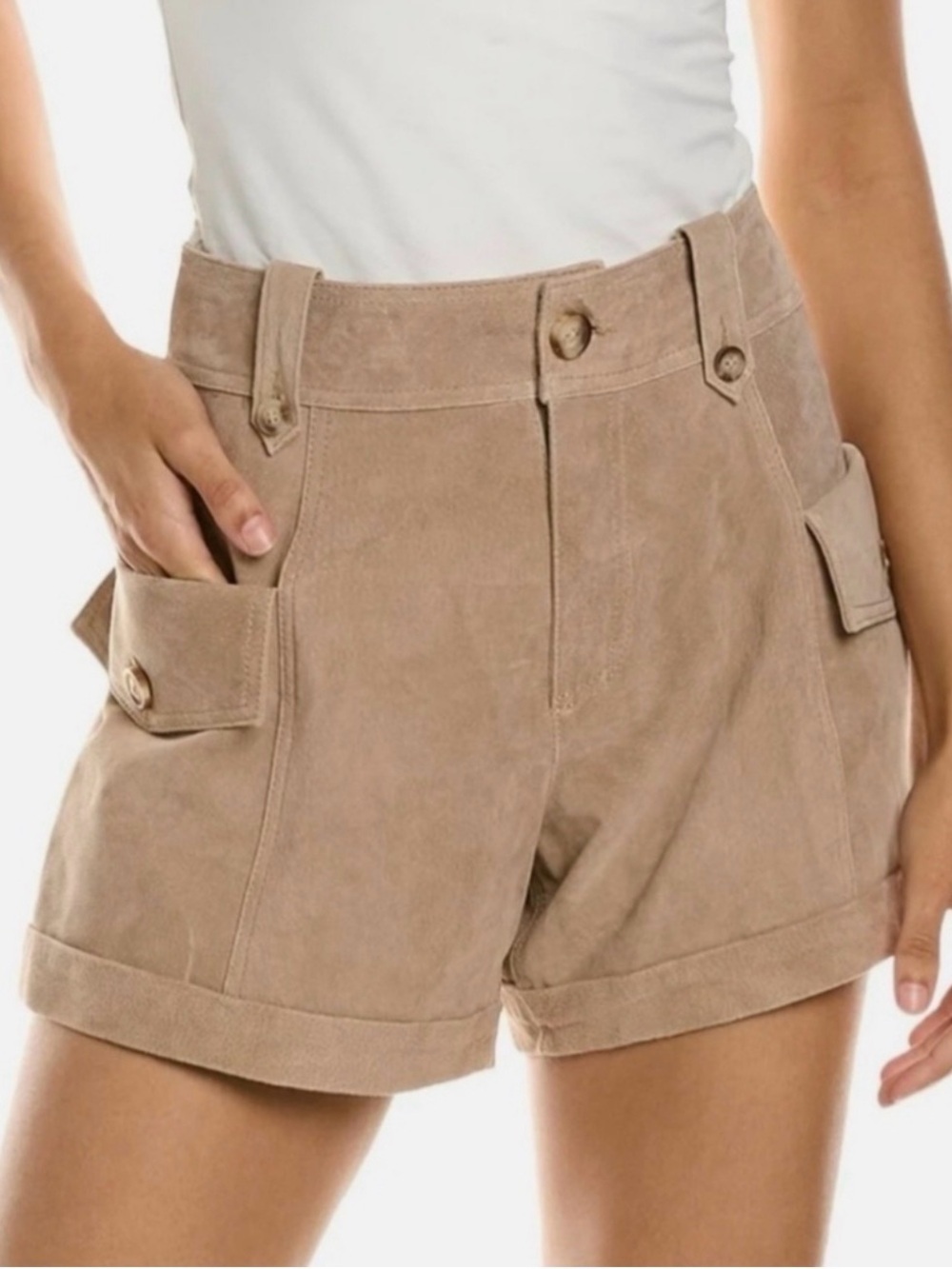 Blank NYC beige  Suede Cargo Shorts